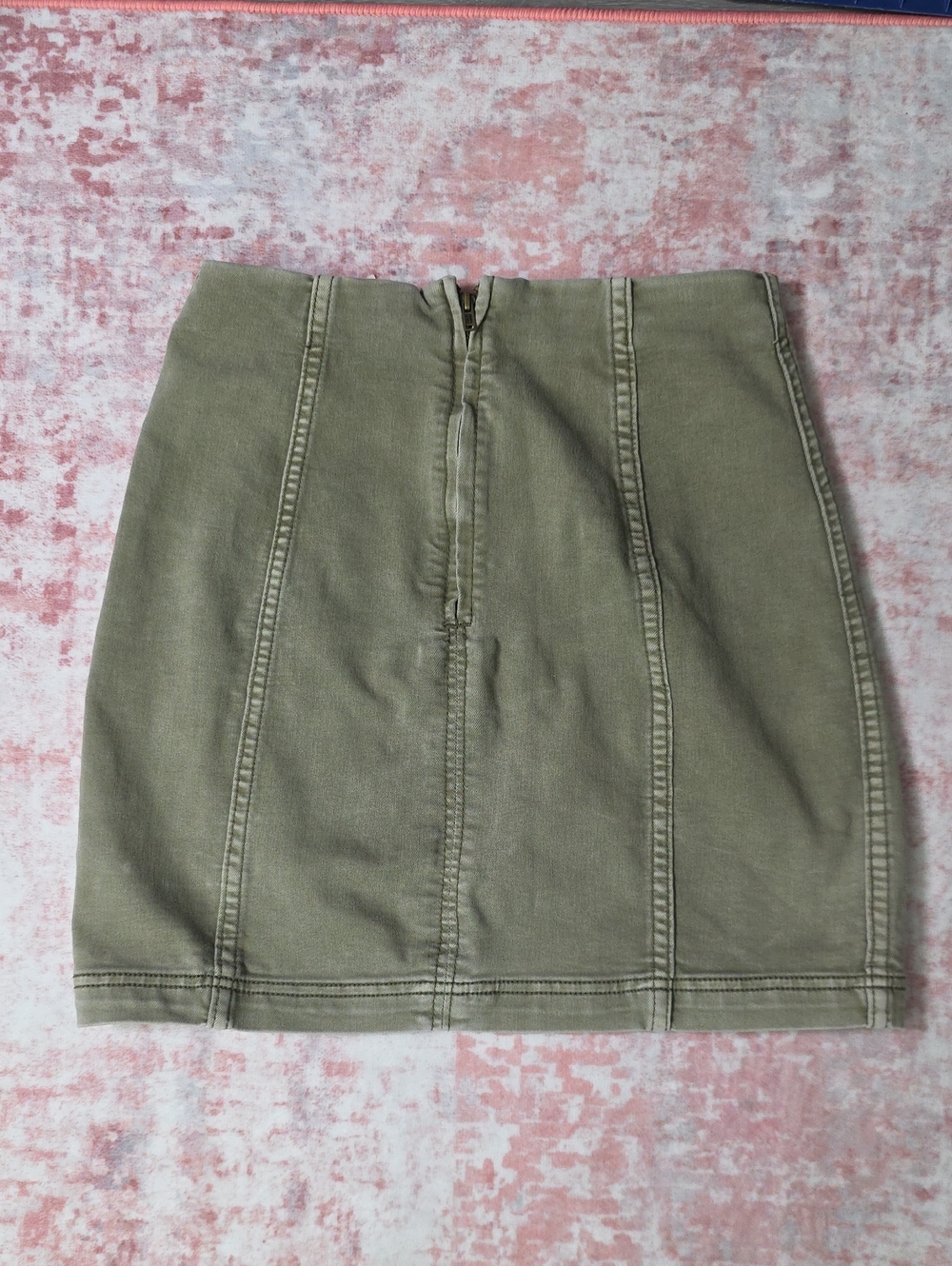 Free People, Modern Femme Earth Toned Olive Green Skirt Size 4 - Picture 3 of 6